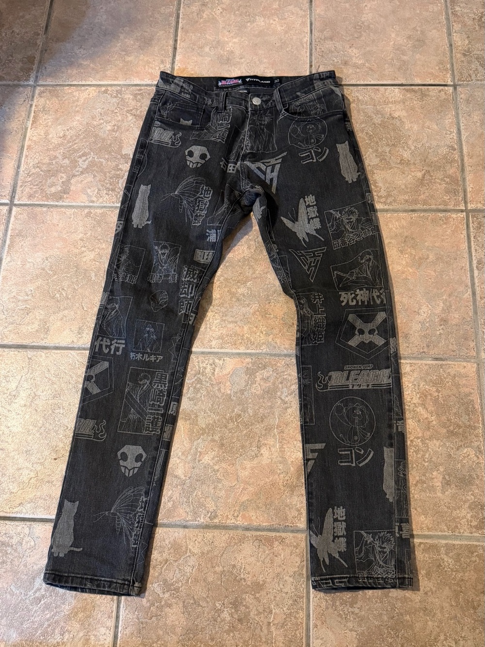 Men's Hypland x Bleach Jeans Black Denim Anime Mens Size 30 (Measures 30x30)
